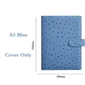 Blue A5 ostrich texture leather binder shell with zipper closure, size 235x180mm - A5 Blue (Cover Only)