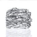 Silver vine leaf multi-layer wrap ring featuring sparkling zircons and a sleek finish - US 6 / White Gold