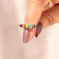 Rainbow enamel fidget ring for anxiety with colorful beads on s925 silver band - US Size 5 / Red Orange Yellow