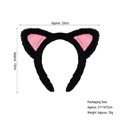 Cerchietto con orecchie di gatto in peluche nero e rosa per cosplay e pulizia viso - Cerchietto Orecchie di Gatto in Peluche Nero