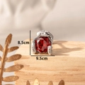 Silver snake ear stud with red zircon gemstone showing 8.5cm by 9.5cm dimensions - Pomegranate Red (Single Piece)