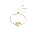 Detailed view of golden heart pendant featuring a portrait relief and adjustable bead chain - Heart Charm + Gold Box Chain