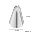 Star tip stainless steel piping nozzle for cake decorating, 32.5mm height, 18.1mm base - Style 28 (No. 28)
