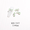 4er-Set hellgrüne Katzenaugen-Schleifen-Nagelanhänger mit Silberrahmen 11x6mm - Silberrand Hellgrün Katzenauge Schleife (MZH-7377)