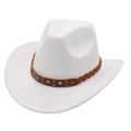 Classic white western cowboy hat with vintage turquoise beaded braided leather band - One Size (57cm) / White