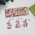 Handcrafted painted wooden reindeer Christmas tree ornaments in a premium gift box - 9PCS Elk Reindeer Set