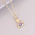 Elegant 18K gold cat pendant necklace with rainbow gemstone and sparkling crystals - Monkey (9# Monkey)