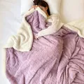 Purple embossed plush blanket with warm white sherpa lining for cozy winter bedding - Midnight Sale - Taupe Jacquard Double-layer Blanket [monet Purple] - Special Price Drop! / Midnight - 40cm*40cm - Carnival Price Drop