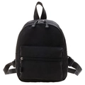 Classic black nylon mini backpack with front zipper pocket and adjustable straps - Black