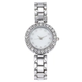 Elegante orologio da donna in argento con lunetta in strass e cinturino a maglie lucide - Orologio Singolo Argento