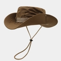 Détails du chapeau de soleil extérieur marron foncé à bord large et cordon de serrage - M (56-58cm) / Beige