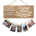 Fotohalter aus Holz zum Schulabschluss mit herzförmigem Seildesign und Holzklemmen - Graduierung Ruhm Stil (DZH3515) / 1 Stück/Packung (Verpackt)