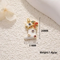 Macro view of Christmas stocking pendant with colored zircons and size details - White Christmas Sock
