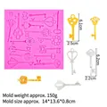 Moule en silicone rose pour clés en pâte à sucre avec motifs vintage, 14x13,6 cm - Style 1 (17-104) / Rose