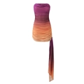 Abito a tubino in mesh sfumato con texture arricciata e nastro laterale - S / Top E Pantaloni / Sfumatura Viola Arancio