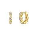 Luxury gold hoop earrings with marquise-cut white zircons shown on a clean white background - 24K / Gold-White Marquise Rhinestone (W80336-GG-4)