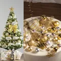 Gold and silver Christmas tree ornament set including baubles, stars and ribbons - 45 Pcs Set/For 1.5m Tree / Gold/Silver
