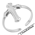 Detail showing adjustable silver stainless steel ring with 1.7cm inner diameter measurements - Steel