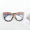 Chic cat eye glasses with brown tortoise shell frames and silver rivet accents - Khaki Top Yellow Tortoise Bottom