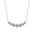 Macro shot of S925 sterling silver necklace with smiling arc of seven moissanite stones - (s925 Silver + Moissanite Sn12933-40mm/30 Points) / Chain Length 40cm + 5cm (extension Chain)
