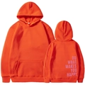 Oversized bright orange hoodie with Do What Makes You Happy back print design - S / Orange Slogan