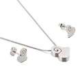 Elegant stainless steel silver heart pendant necklace and stud earrings jewelry set - Steel Color (KS128367-KFC)