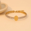 Gold stainless steel bracelet with square zircons and Virgin of Guadalupe medal detail - Virgin Mary Relief Style (B565-4#)
