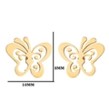 Minimalist gold butterfly stud earrings with hollow wings design and 10mm width size - Style 267 / Gold