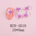 Detail of 3D purple resin rose nail charms with pearls and silver beads, size 10x9mm - Purple Rose Silver Base (AD10)