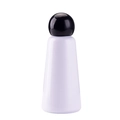 Minimalist white stainless steel insulated bottle with a stylish glossy black spherical cap - 500ml / Black and White