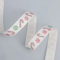 White Christmas ribbon with festive red and green candy cane prints for gift wrapping - 6-Christmas Candy Style (1.5cm*10 Yards)