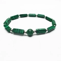 Handgefertigtes Natur-Malachit-Armband mit rechteckigen Perlen und Silber-Zwischenstücken - Malachit