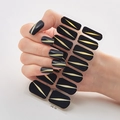 3D adhesive nail stickers in DQ-52 black and yellow stripe pattern shown on hand - DQ-52 Black Yellow Stripe