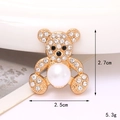 Ciondolo a forma di orsetto dorato con perle e strass, misura 2,7 cm x 2,5 cm - Oro