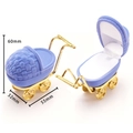 Blue velvet stroller-shaped jewelry box with gold metal wheels and dimensions 55x32x60mm - 34# Blue Stroller
