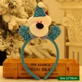 Blue LED Christmas headband with plush bear and sequin hats for holiday party props - S3-4 Sequin LED Raising Hands Bear Headband