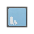 Blue square pet hair remover brush with white cat and dog silhouette icons - Square