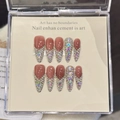 Pink long stiletto press-on nails with luxury French style rhinestones and AB crystals - Extra Small (XS)