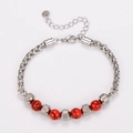 Bracciale da uomo in acciaio con catena a drago, perle occhio di tigre rosse e chiusura - Stile con Perle Effetto Marmo Rosso / Rosso chiaro