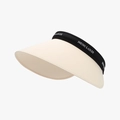 Visiera parasole beige in PVC a tesa larga con fascia nera per protezione dai raggi UV - Regolabile / Beige