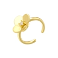 Close-up of golden clover ear clip featuring a central sparkling diamond on white background - Gold Four-leaf Clover Style (VJ705)