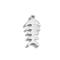 Pendentif breloque arête de poisson en métal argenté poli pour la bijouterie - Argent-Arête de poisson