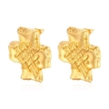 Orecchini a croce retrò in acciaio inossidabile placcato oro 18K con finitura strutturata - Oro