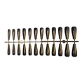 Brown cat eye press-on nails with golden magnetic shimmer in a long ballerina shape - Long Coffin Cat Eye Style / Amber Gold Coffee-Strip Pack (H3-13902)