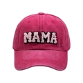 Rosa gewaschene Baumwoll Baseballkappe mit MAMA Stickerei Patch für Damen im Freien - MAMA Stil / Rosenrot