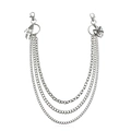 Silver multilayer metal waist chain with skull hand and heart pendant for jeans - 3-Layer Skeleton Hand Heart Style (ZW888)