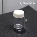 Clear 15g plastic nail art storage jar with white screw cap for beads and accessories - 15g Transparent Tall Bottle (5*3cm)