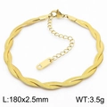 Golden woven snake chain bracelet with adjustable lobster clasp and 180mm length - 2.5mm Width 18cm Bracelet / Gold