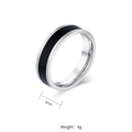 Detailed view of silver and black titanium steel ring with 6mm width and 4g weight specs - US 6 / Silver 1-Slot Style (6mm Width)
