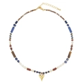 Böhmische Perlenkette mit Tigerauge-Steinen, Perlen und goldenem Herzanhänger - Lapislazuli Halskette